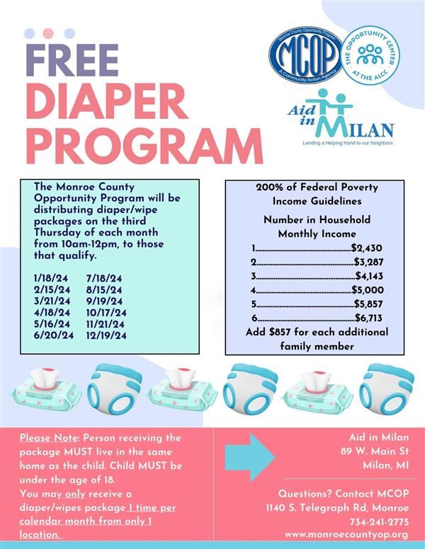 Free Diaper Program - Aid in Milan & Monroe County Opportunity Program Free Diaper Program - Aid in Milan & Monroe County Opportunity Program